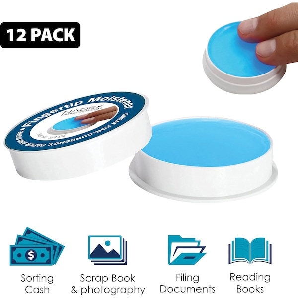 Nadex Coins Non-Slip Cash-Counting Fingertip Moistener Pads, Blue, 12PK NXTE-1747 - main